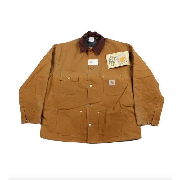 NOS Vintage 90s Carhartt Mens 50 Blanket Lined Chore Barn Jacket Duck Brown USA